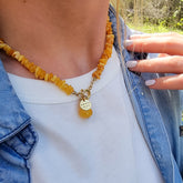 Antique Amber Chips Beaded Necklace